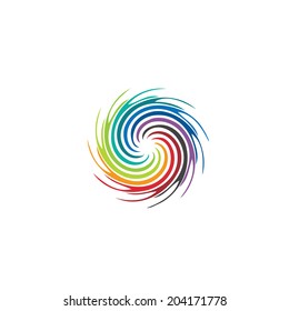 Abstract colorful swirl image. Concept of hurricane, twister, tornado. Vector icon