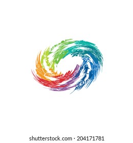 Abstract colorful swirl image. Concept of hurricane, twister, tornado. Vector icon.