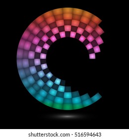 Abstract colorful swirl shape, design element with squares.