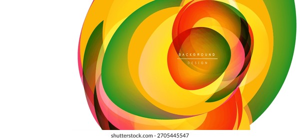 Abstract colorful swirls create dynamic circular design. Vibrant gradients blend, forming modern background element. Smooth shapes suggest movement, energy.