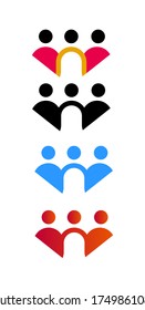 Abstract colorful symbols set on white background