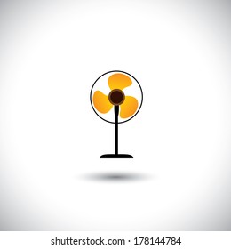 abstract colorful table fan vector icon with yellow orange blades