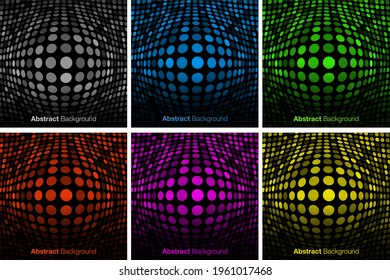Abstract colorful  technology background set. Bulgy glow backdrop. Convex glowing border. Vector illustration 