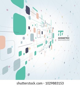 Abstract colorful technology geometric squares lines connection perspective background. Vector illustration