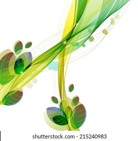 Abstract colorful template background, Brochure design with beautiful wave, natural eco design with leaf, VECTOR
