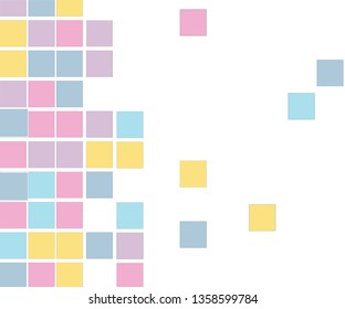 Abstract Colorful textured square pixel mosaic background. Rectangular design.