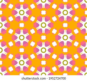 Abstract colorful thin line doodle flower seamless pattern. Floral motif background. Vector illustration. 