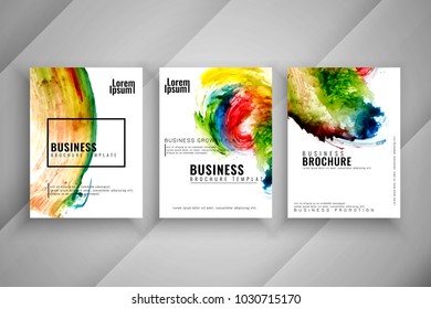 Abstract colorful three buisness brochure template set