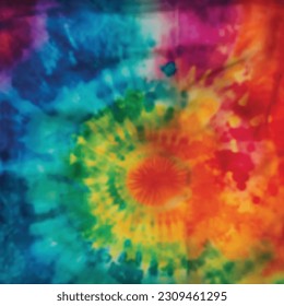 Abstract colorful tie dye vector background. Hippie style psychedelic fractal background. Goa trance and rave culture background.