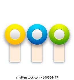 Abstract colorful toggles set with vertical banners and round buttons for web design isolated vector illustration