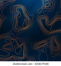 Abstract colorful topographic background with gradient banner. Colored liquid wavy lines. Creative texture. Cover layout template. Abstract map concept. Vector illustration.