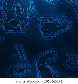 Abstract colorful topographic background with gradient banner. Colored liquid wavy lines. Creative texture. Cover layout template. Abstract map concept. Vector illustration.