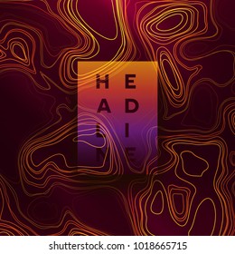 Abstract colorful topographic background with gradient banner. Colored liquid wavy lines. Creative texture. Cover layout template. Abstract map concept. Vector illustration.