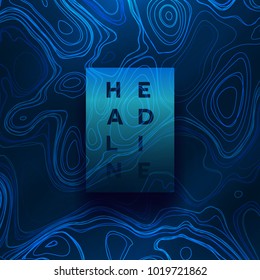 Abstract colorful topographic background with gradient banner. Colored liquid wavy lines. Creative texture. Cover layout template. Abstract map concept. Vector illustration.