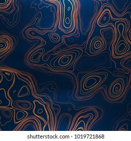 Abstract colorful topographic background with gradient banner. Colored liquid wavy lines. Creative texture. Cover layout template. Abstract map concept. Vector illustration.