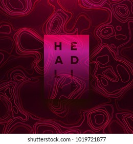 Abstract colorful topographic background with gradient banner. Colored liquid wavy lines. Creative texture. Cover layout template. Abstract map concept. Vector illustration.