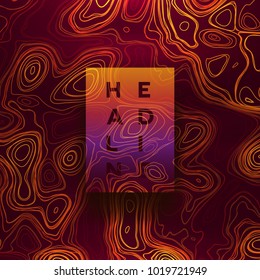 Abstract colorful topographic background with gradient banner. Colored liquid wavy lines. Creative texture. Cover layout template. Abstract map concept. Vector illustration.