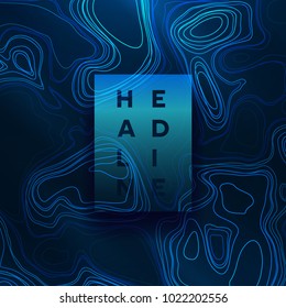 Abstract colorful topographic background with gradient banner. Colored liquid wavy lines. Creative texture. Cover layout template. Abstract map concept. Vector illustration.