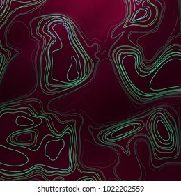 Abstract colorful topographic background with gradient banner. Colored liquid wavy lines. Creative texture. Cover layout template. Abstract map concept. Vector illustration.