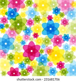Abstract Colorful Transparent Flowers Background vector illustration