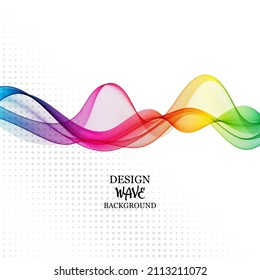 Abstract colorful transparent wave lines flowing isolated on white background, vector design elements