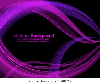 Abstract  colorful transparent waves on black  background. Vector illustration in RGB colors.