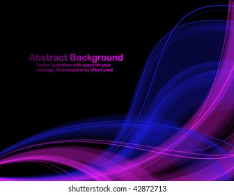 Abstract  colorful transparent waves on black  background. Vector illustration in RGB colors.