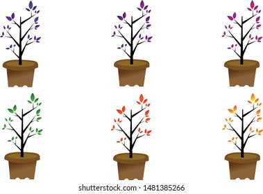 abstract colorful tree icon set, vector