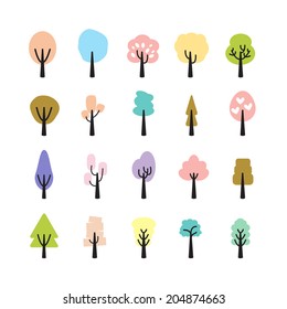abstrakter bunter Baum Symbol Set, Vektoreps10.