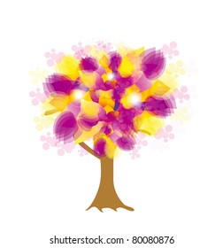 Abstract colorful tree. Isolation over white background.