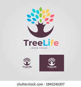 abstract colorful Tree Logo design vector