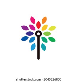 abstraktes bunter Baumlogo Symbol flaches Konzept Vektorgrafik-Design