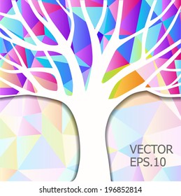 abstract colorful tree - made from geometric shapes 
