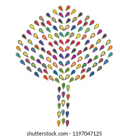 Abstract colorful tree made of stylized leaves