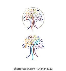 Abstract colorful Tree nature logo design vector