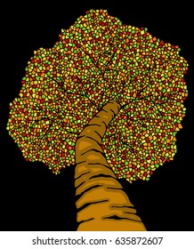 Abstract Colorful Tree On Black Background
