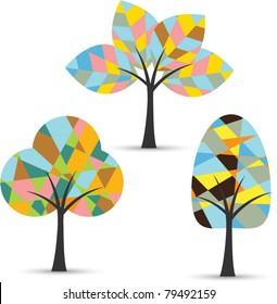 abstract colorful tree set