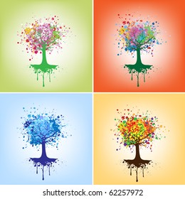 Abstract colorful tree. Vector background.