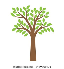 Abstract Colorful Tree Vector Icon Design. Growth and wisdom logo design. Green tree icon.