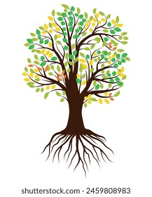 Diseño Abstractas del icono del Vector del árbol colorido. Crecimiento y sabiduría logo diseño. Icono de árbol verde.