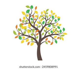 Abstract Colorful Tree Vector Icon Design. Growth and wisdom logo design. Green tree icon.