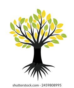 Diseño Abstractas del icono del Vector del árbol colorido. Crecimiento y sabiduría logo diseño. Icono de árbol verde.