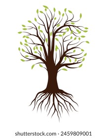 Abstract Colorful Tree Vector Icon Design. Growth and wisdom logo design. Green tree icon.