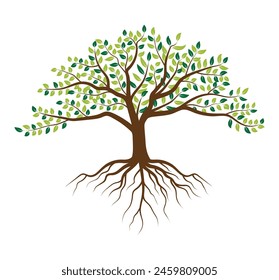 Abstract Colorful Tree Vector Icon Design. Growth and wisdom logo design. Green tree icon.