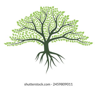 Abstract Colorful Tree Vector Icon Design. Growth and wisdom logo design. Green tree icon.