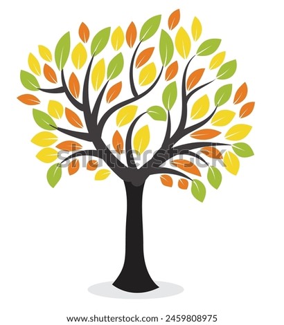 Abstract Colorful Tree Vector Icon Design. Growth and wisdom logo design. Green tree icon.