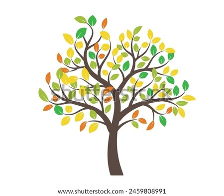 Abstract Colorful Tree Vector Icon Design. Growth and wisdom logo design. Green tree icon.