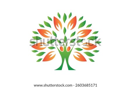 Abstract Colorful Tree Vector Icon Design Growth and wisdom logo design Green tree icon