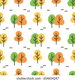 Abstract colorful trees, forest seamless pattern background.
