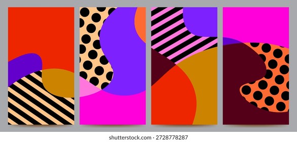 Conjunto de fondo de moda colorido abstracto Plantilla de diseño